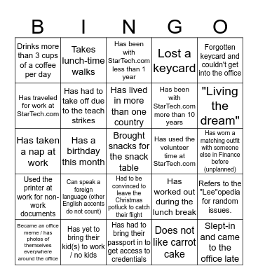 Finance Fun BINGO Card