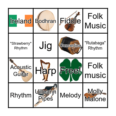 Traditional Irish Music Bingo Card
