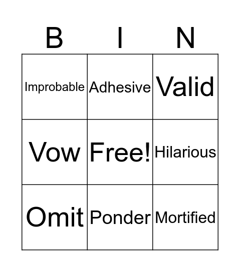 2nd- Weeks 1 & 2 Bingo Card