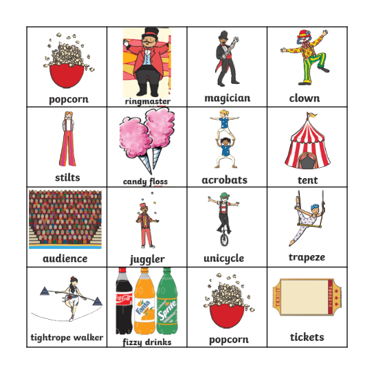 The Circus Bingo Card