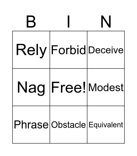 2nd Weeks 5-6 Bingo Card