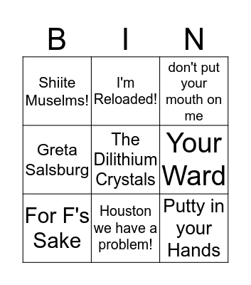 Pete' Catchphrase Bingo Card