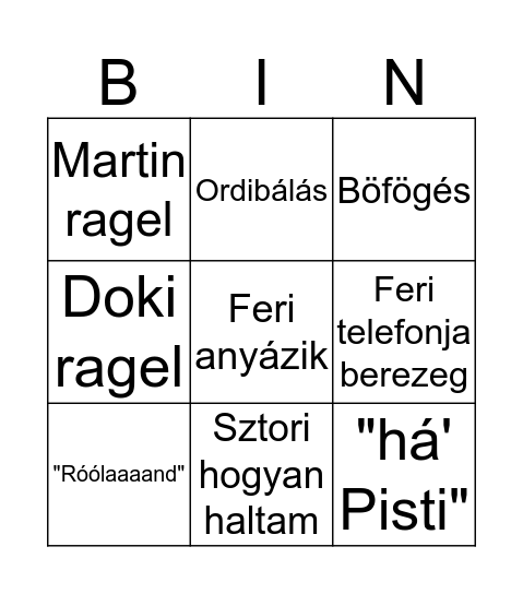 PRG Bingo Card