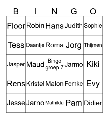 Bingo groep 7 Bingo Card