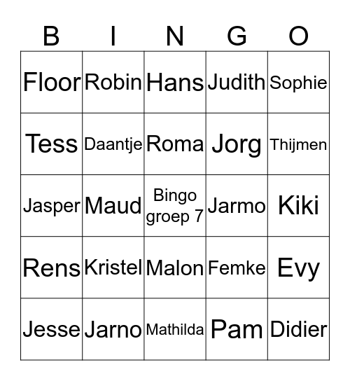 Bingo groep 7 Bingo Card