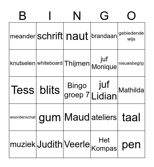 Bingo groep 7 Bingo Card