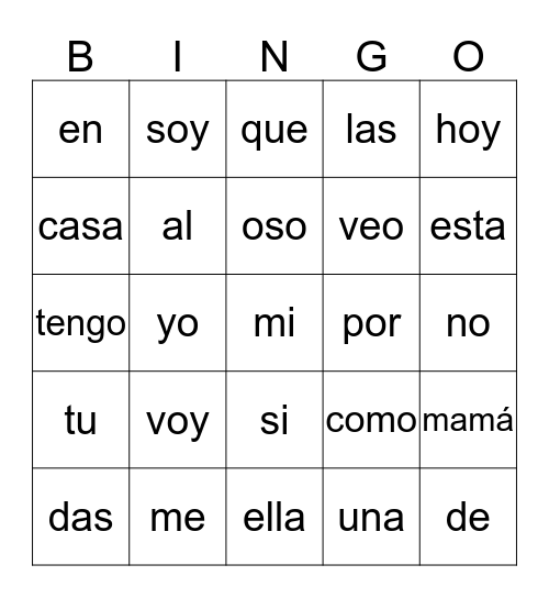 Snap Words  Bingo Card