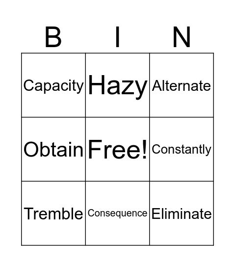 1st Week 7-8 Bingo Card