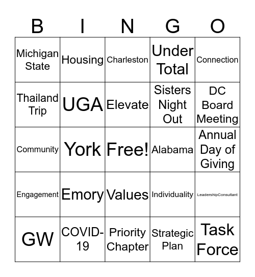 SOS Bingo Card