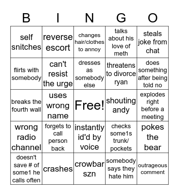 Reed Bingo Card