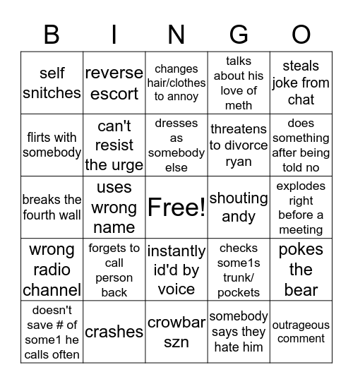 Reed Bingo Card