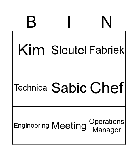 Werk pap Bingo Card