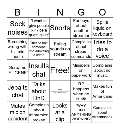 Sock Bingo Card