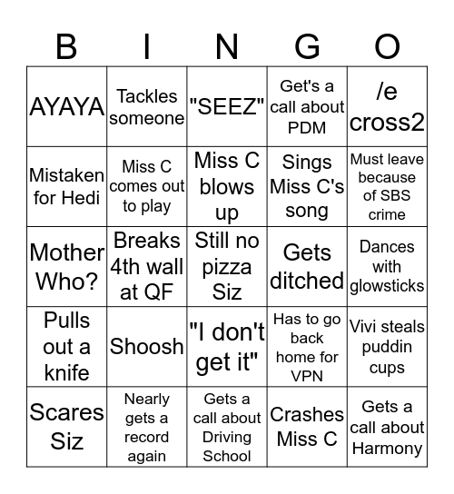 Vivi Bingo Card