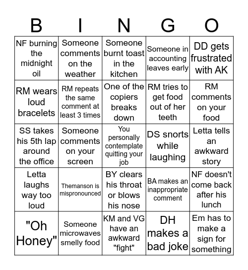 #CluneCringe Bingo Card