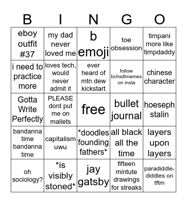 claire on the snare bingo Card