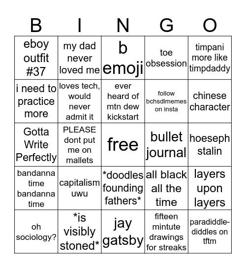 claire on the snare bingo Card