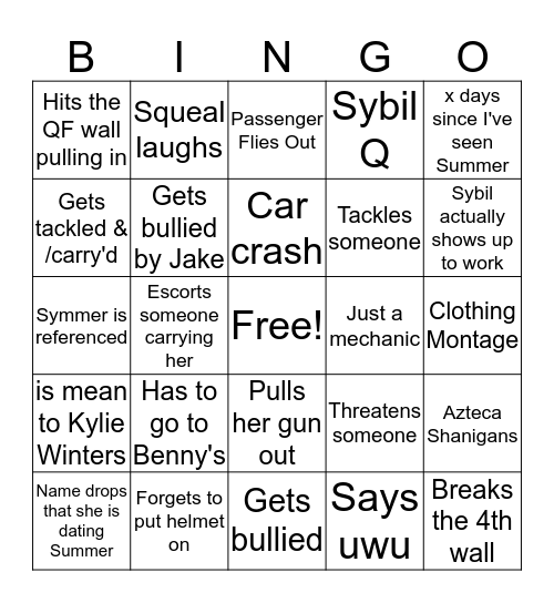 Sybil Bingo Card