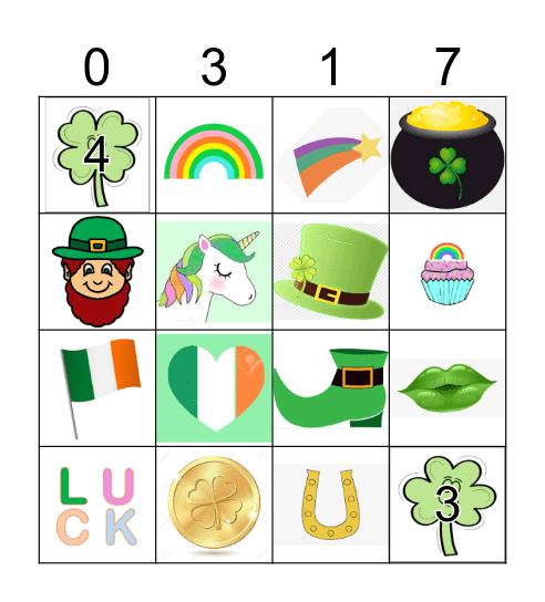 St. Paddy's Day Bingo!  Bingo Card