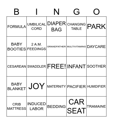 DEBRISHA'S BABY SHOWER Bingo Card