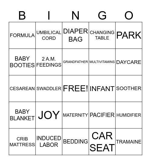 DEBRISHA'S BABY SHOWER Bingo Card