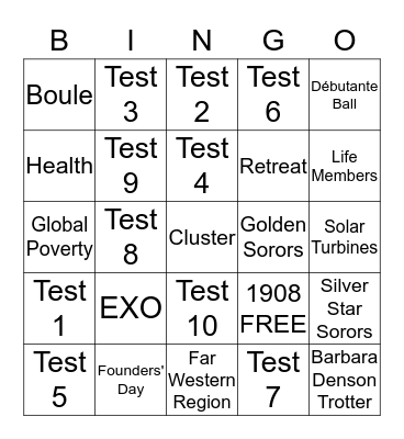 EXO Retreat Bingo Card