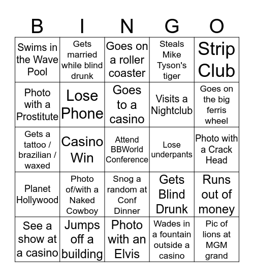 Dave in Vegas Bingo Card