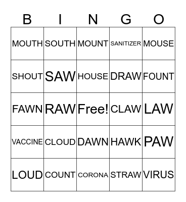 OU/AW WORDS Bingo Card