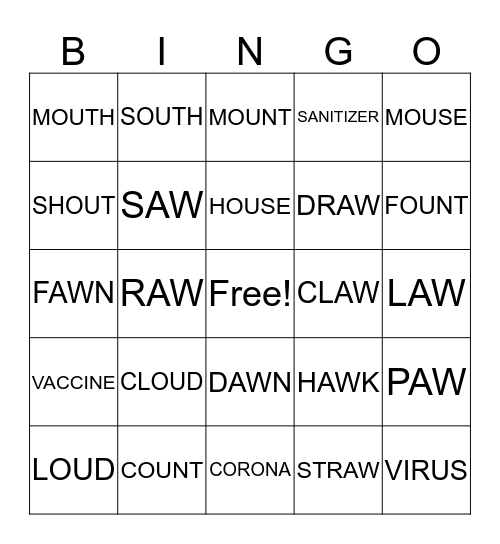 OU/AW WORDS Bingo Card