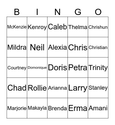 McDonald 2014 Family Reunion Bingo Card