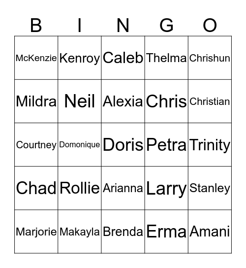 McDonald 2014 Family Reunion Bingo Card