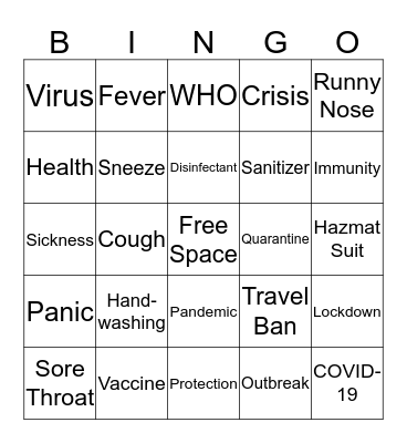 Corona Awareness BINGO Card