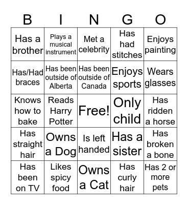 ICE BINGO Card