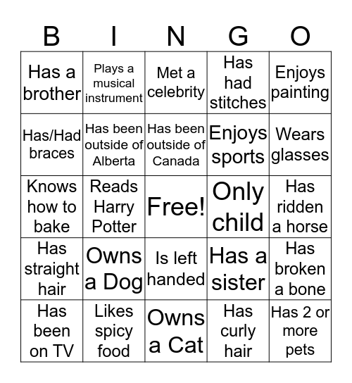 ICE BINGO Card