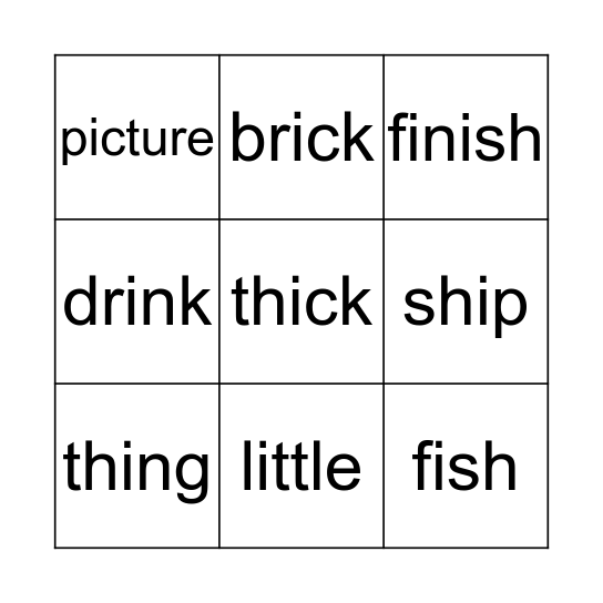 i (for igloo) Bingo Card