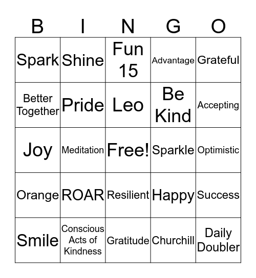 Churchill HAPPINESS Bingo Card