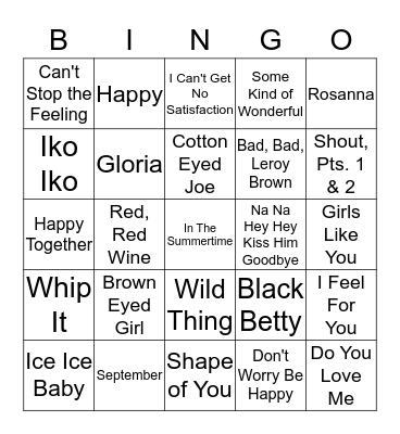 MUSIC Bingo Card
