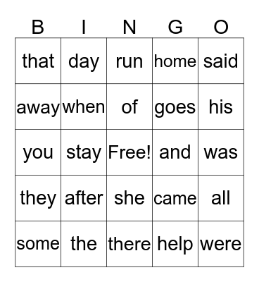 Bingo 5-7 Bingo Card