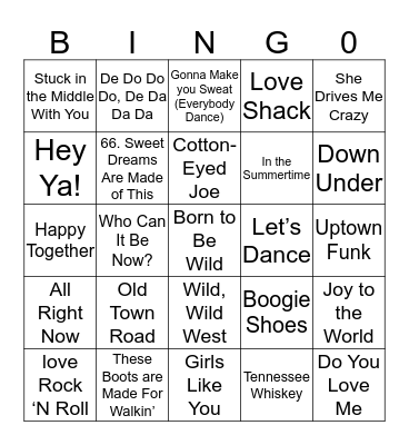 MUSIC Bingo Card