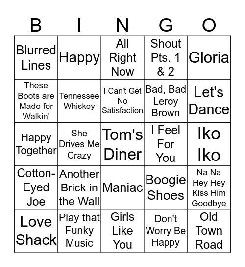 MUSIC Bingo Card