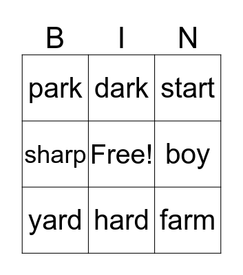 AR Bingo Card