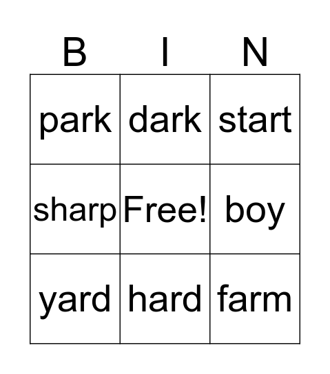 AR Bingo Card