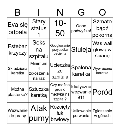 ems Bingo Card