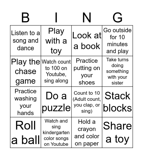 Jayden Home Learning Bingo Card