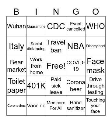 COVID BINGO Card