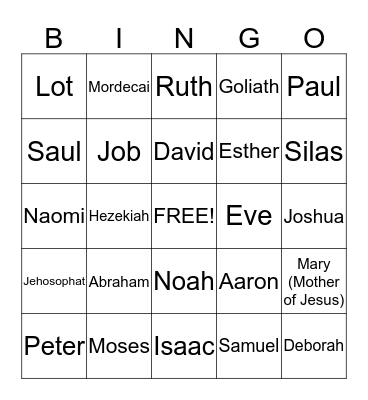 Bible Bingo Card