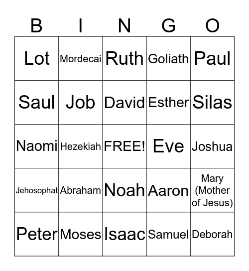 Bible Bingo Card