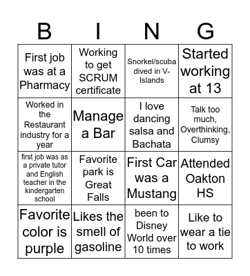 BMT Bingo Card