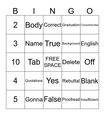 ELA Bootcamp Bingo Card