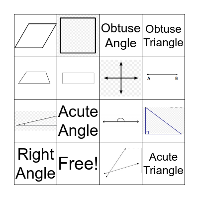 Geometry Bingo Card